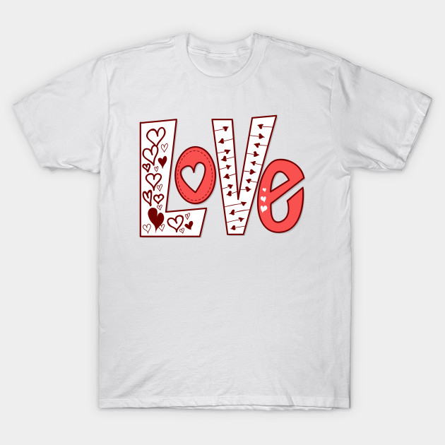 Love Red White Hearts T-Shirt-TOZ